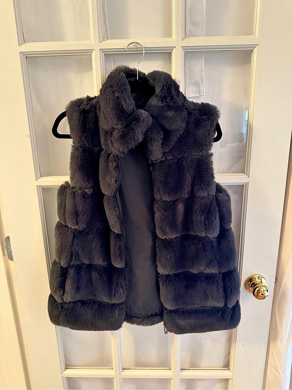 Black Faux Fur Vest NWT